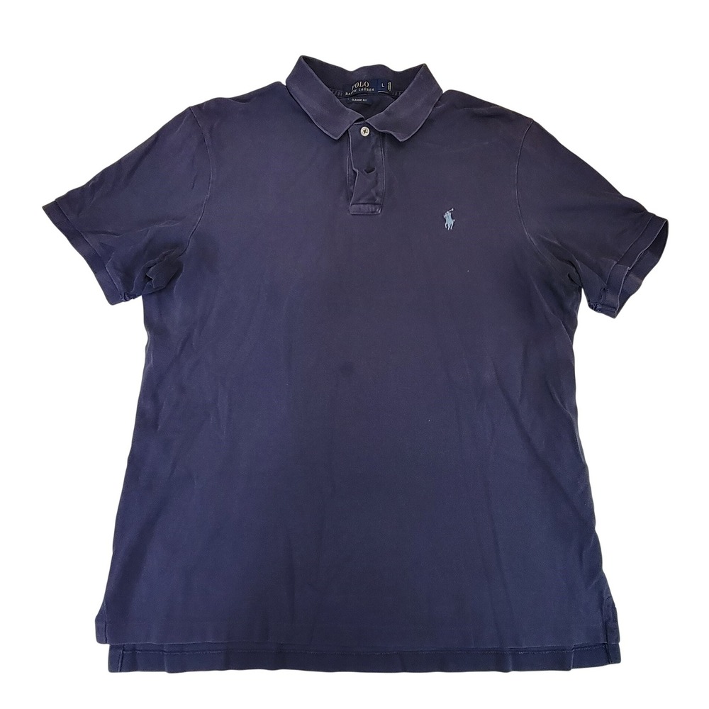 Polo Ralph Lauren Classic Fit Blue Polo Shirt Men's Large Short‎ Sleeve
